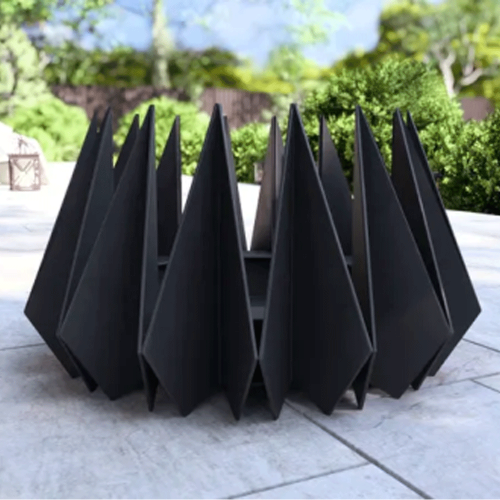 Chilz Pyramid Blade Fire Pit – Modern Laser-Cut Outdoor Fireplace