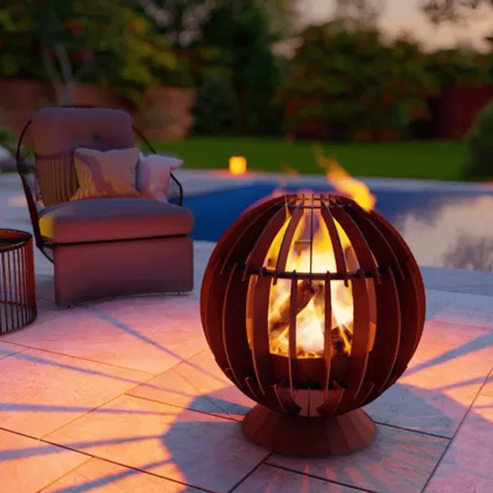 Chilz Fire Pit Ball Dynamic – Modern Laser-Cut Outdoor Fireplace