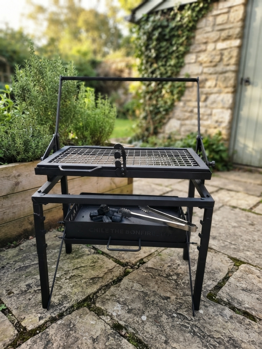 CHILZ BBQ120 Professional-Stainless Steel Grade Rotating Barbecue Grill kowith 5 Stainless Steel Skewer and gloves free